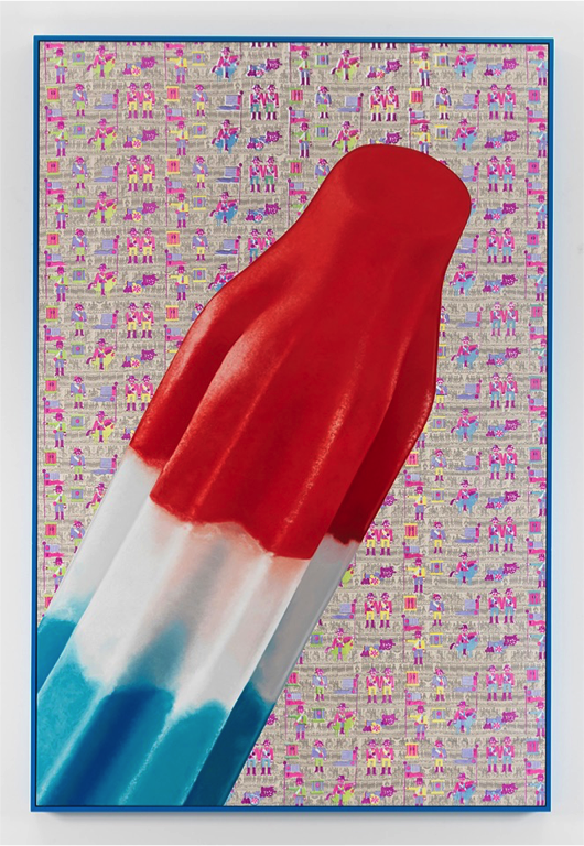 Jack Early, Bomb Pop, 2015, Oil on silkscreen canvas