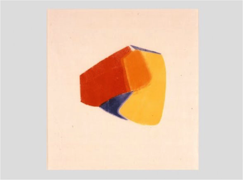 Naum Gabo, 1973/5, Untitled “Red, Yellow, Blue”, mono print produced from stencils